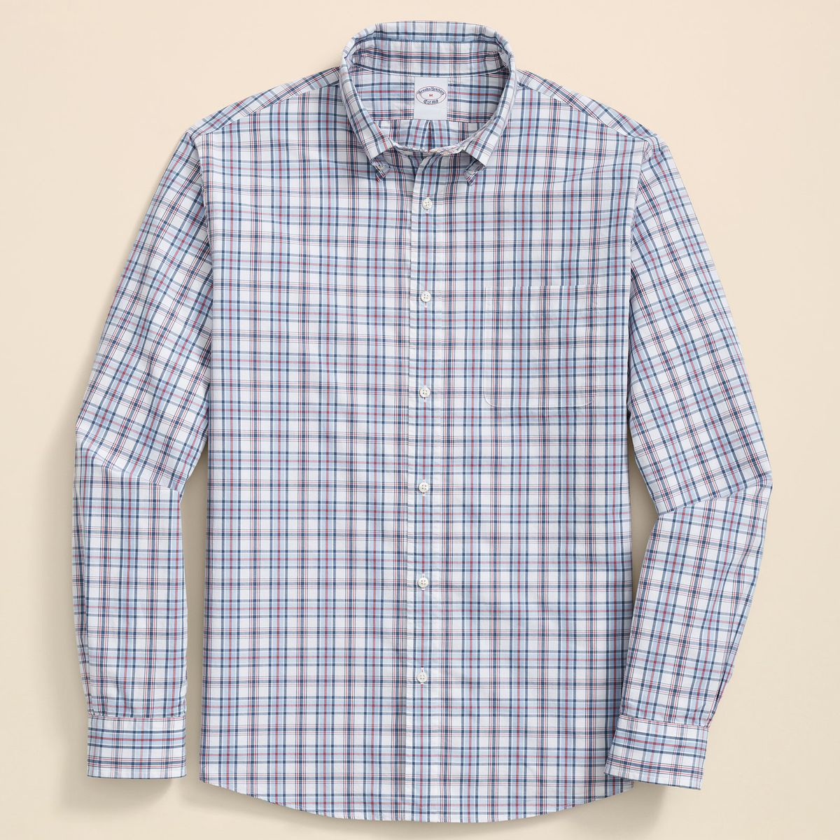 BROOKS BROTHERS - Camisa Hombre Ni Frdy Poplin Plaid Reg Blanco Brooks Brothers