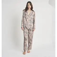BARBIZON - PIJAMA MUJER ROMA BEIGE ESTAMPADO