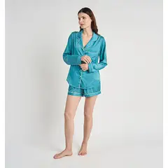 BARBIZON - PIJAMA MUJER ROMA VERDE ESTAMPADO