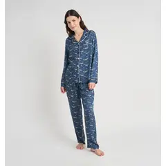 BARBIZON - PIJAMA MUJER HELENA AZUL ESTAMPADO