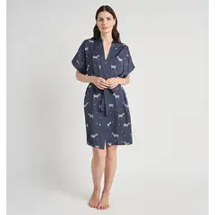 BARBIZON - BATA MUJER MINI SATIN AZUL ESTAMPADO