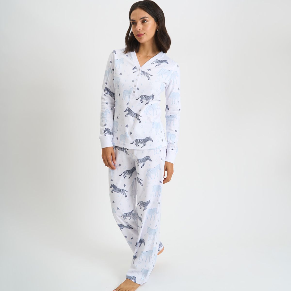 BARBIZON - PIJAMA MUJER BARBIZON ROCIO BLANCO ESTAMPADO