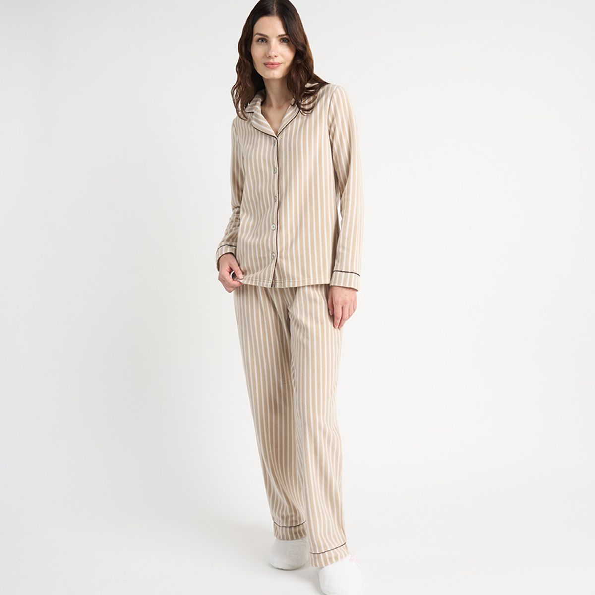 BARBIZON - PIJAMA MUJER BARBIZON SPORT POLAR BEIGE ESTAMPADO