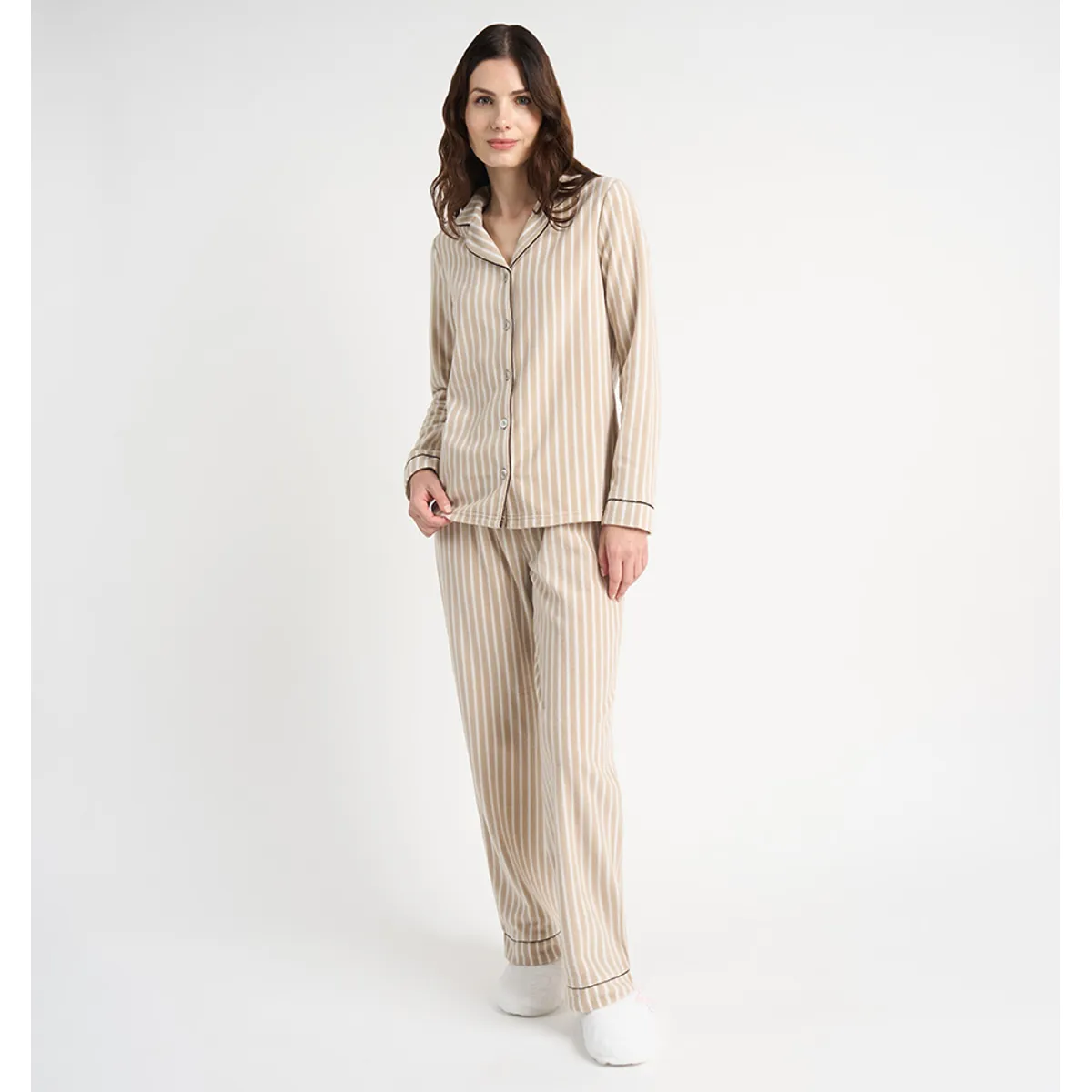 BARBIZON - PIJAMA MUJER BARBIZON SPORT POLAR BEIGE ESTAMPADO