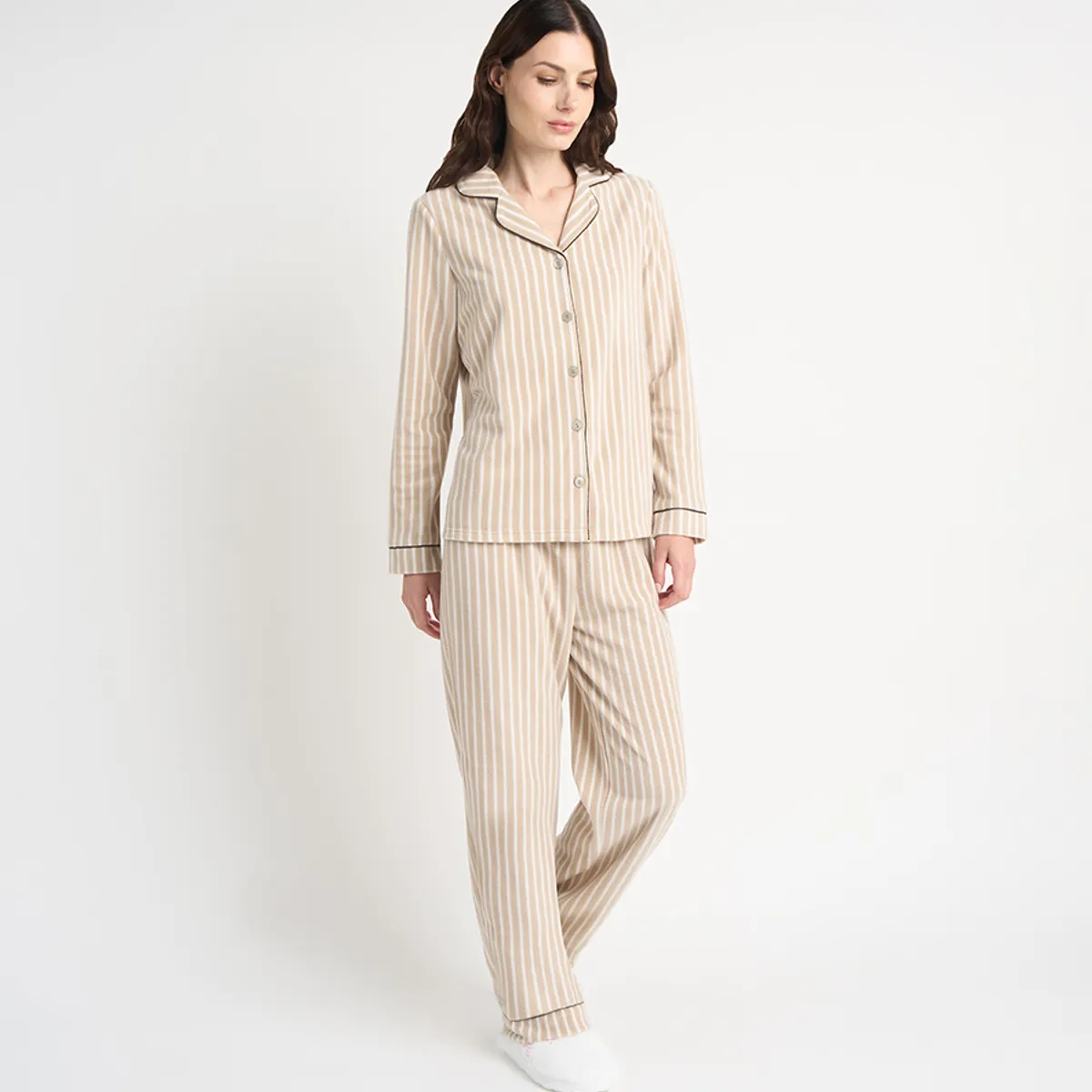 BARBIZON - PIJAMA MUJER BARBIZON SPORT POLAR BEIGE ESTAMPADO