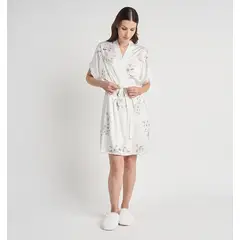 BARBIZON - BATA MUJER MINI SATIN BLANCO ESTAMPADO