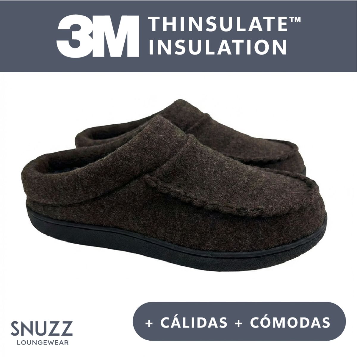 SNUZZ - Pantuflas Hombre Cozy Antideslizantes Brown Invierno Kiosclub