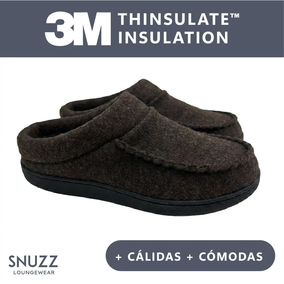 SNUZZ - Pantuflas Hombre Cozy Antideslizantes Brown Invierno Kiosclub