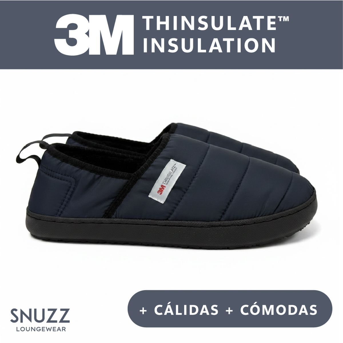 SNUZZ - Pantuflas Hombre Cozy Antideslizantes Navy Invierno Kiosclub