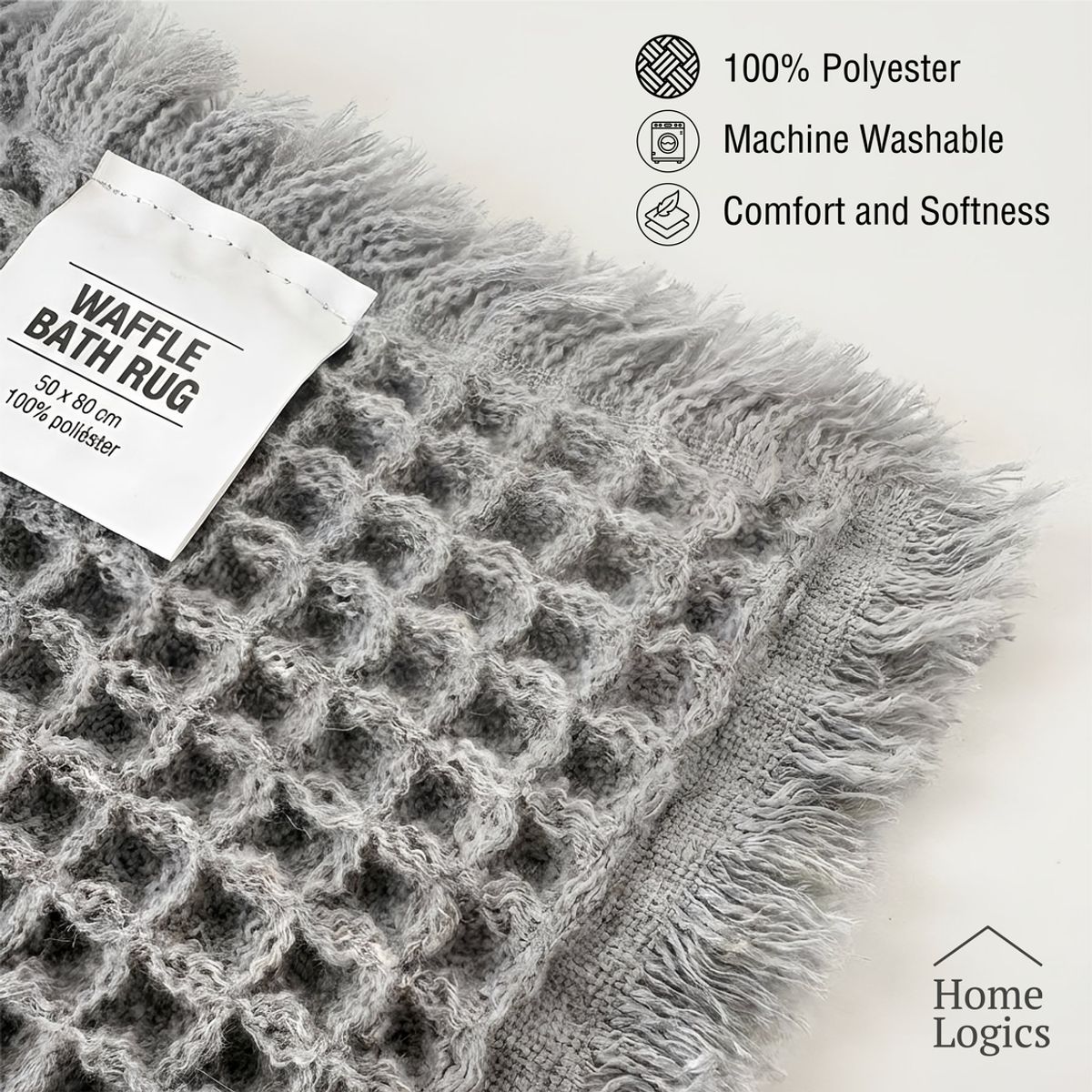 HOME LOGICS - Mat de Baño Waffle Grey 50x80cm Home Logics 1 un Kiosclub