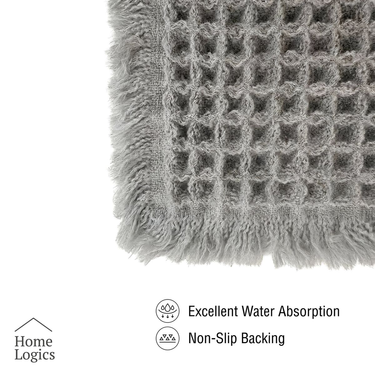 HOME LOGICS - Mat de Baño Waffle Grey 50x80cm Home Logics 1 un Kiosclub
