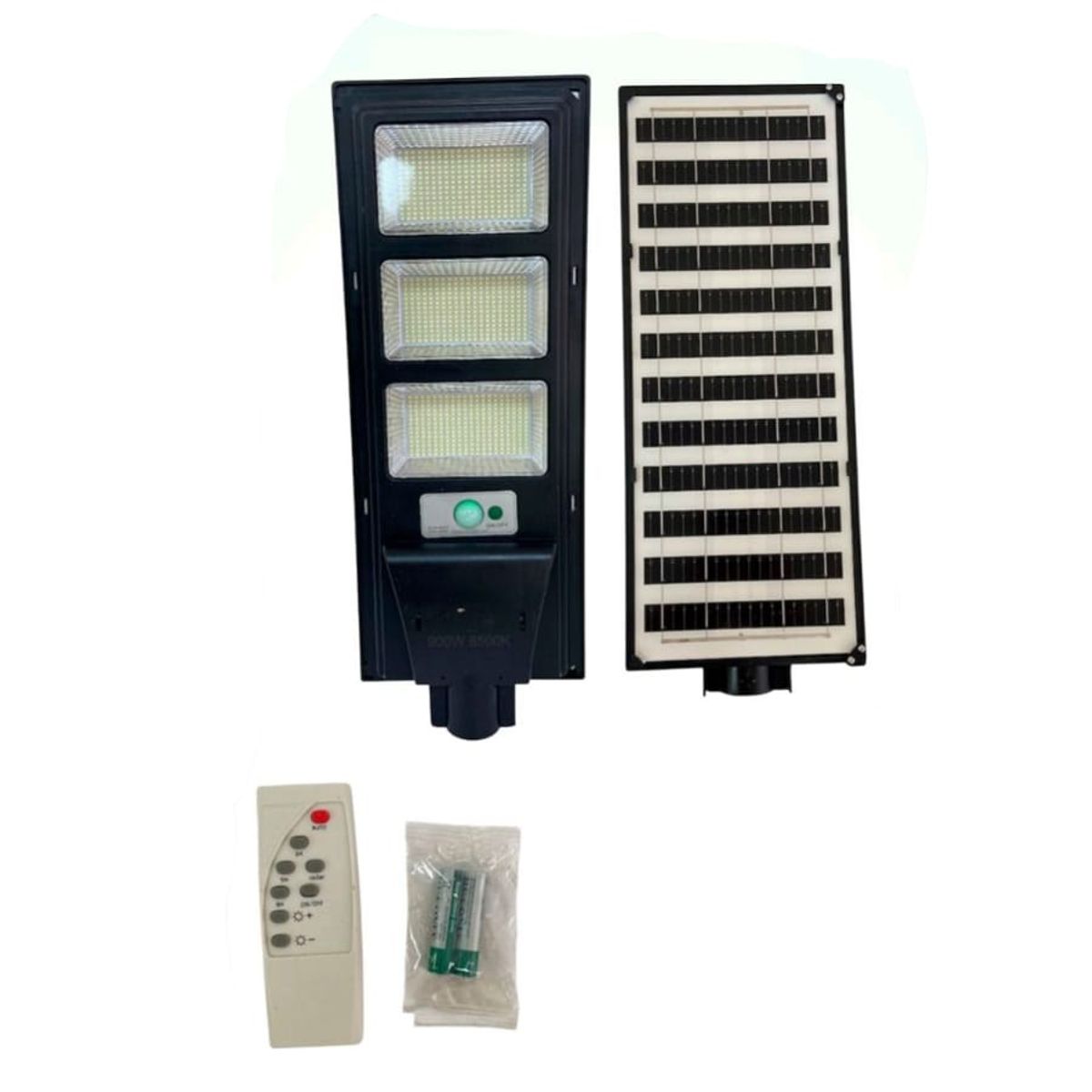 GENERICO - FOCO PARA POSTE SOLAR 900W CON PLACAS 840 LED PVC CON SENSOR Y CONTROL REMOTO