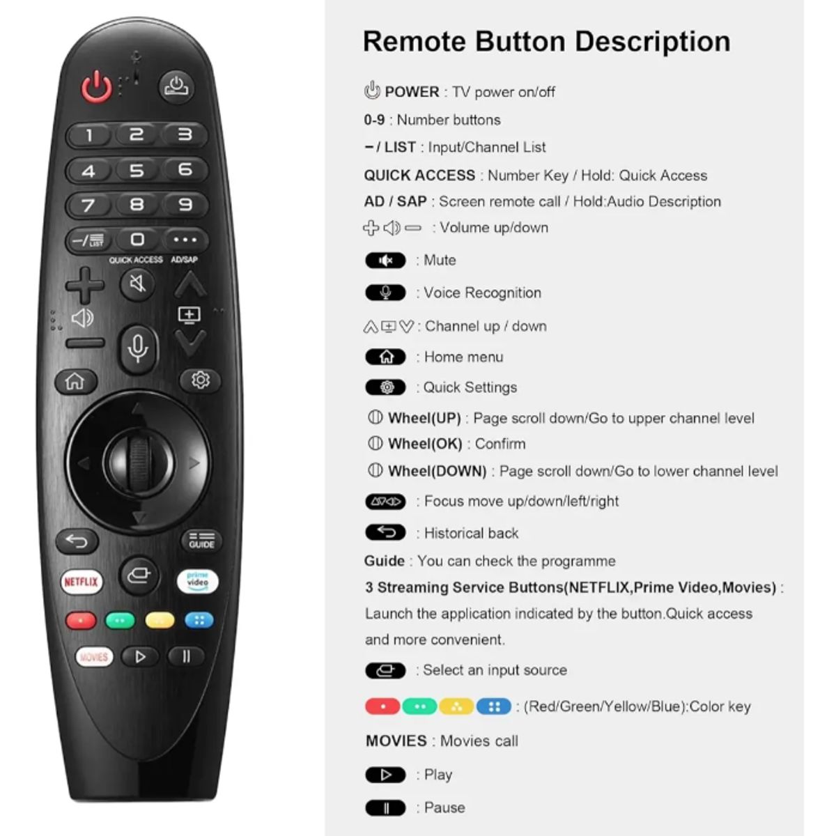 GENERICO - Control Remoto Magic Para LG Smart Tv Con Puntero Firme