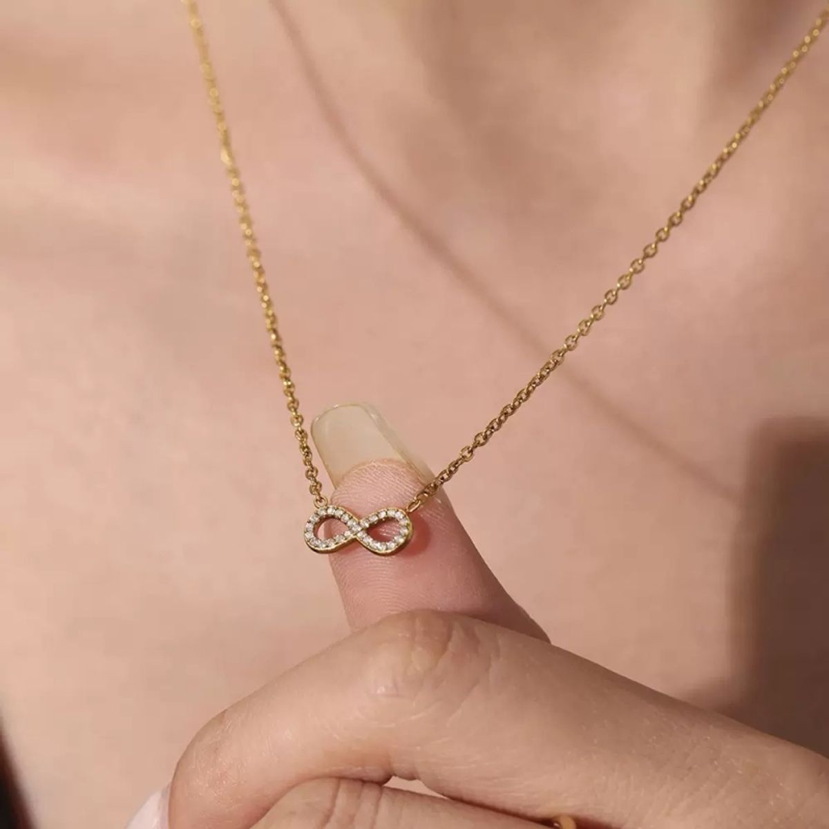LUX JOYAS - Collar Baño Oro 18k Infinito Brillitos