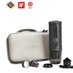 OUTIN - Set Máquina Café Espresso Nano Gris Espacial + Funda