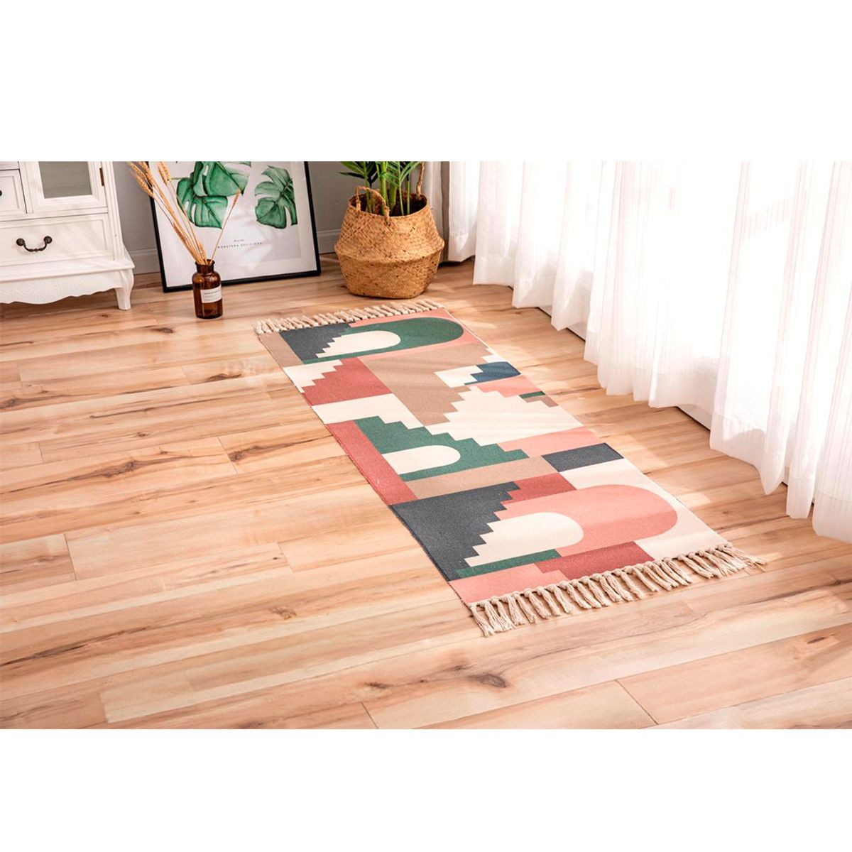 GENERICO - Alfombra De Lino y Algodón Con Diseño 4  60 x150