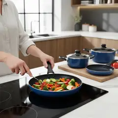 GENERICO - Batería Cocina Diseño Y Cocina Royal Blue 6 Piezas Aluminio Antiadh Azul