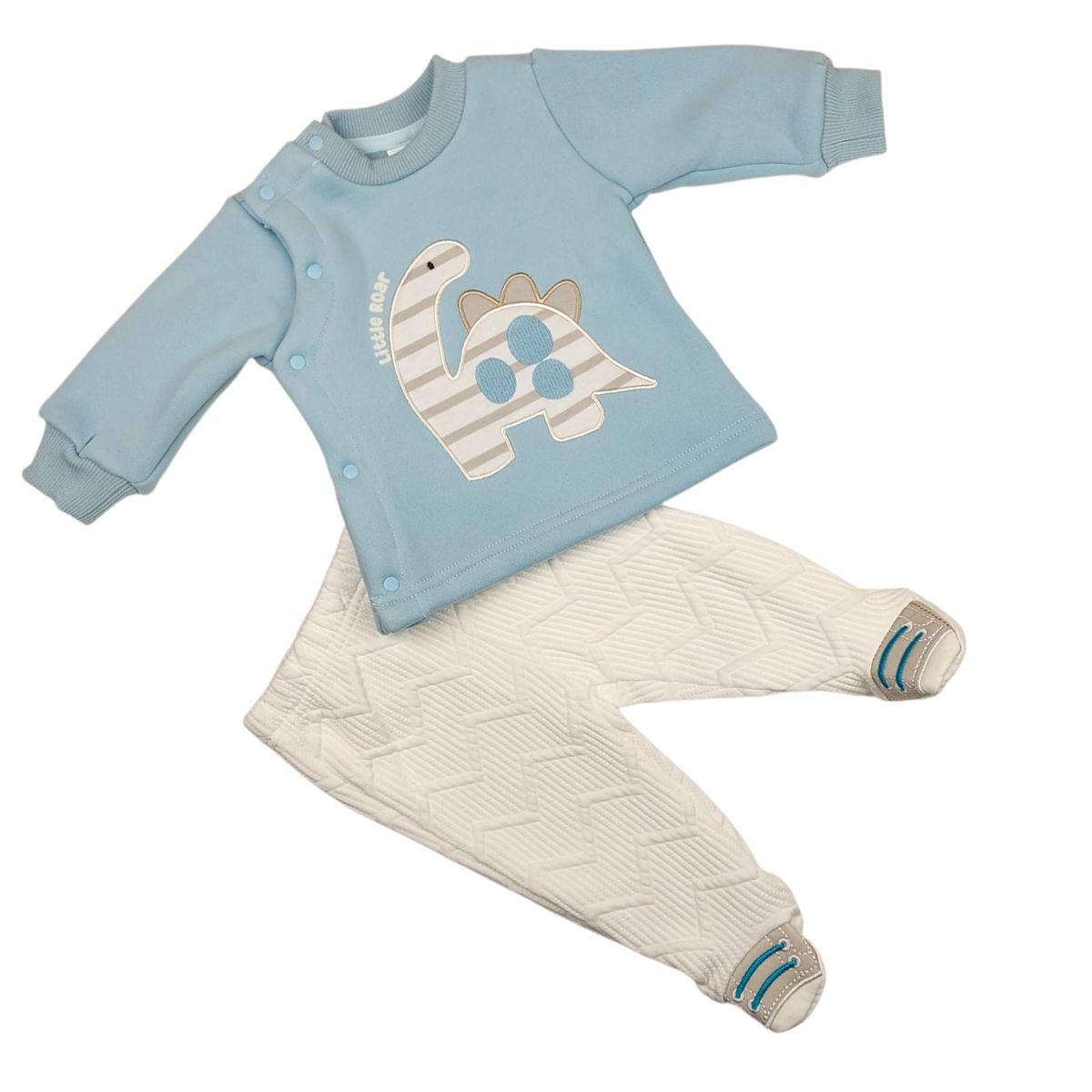 TEDMIMAK - Conjunto 2 piezas Algodon 0/3 Meses Dino Celeste