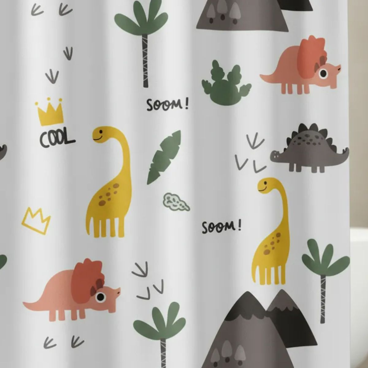 GENERICO - Cortina De Baño Infantil Diseño Dinosaurios Peva 180x180cm
