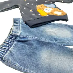 TEDMIMAK - Conjunto 2 piezas con Jeans 3/6 Meses Perrito Azul