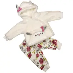 TEDMIMAK - Conjunto 2 piezas Forrado Polar 6/9 Meses Ovejita Blanca