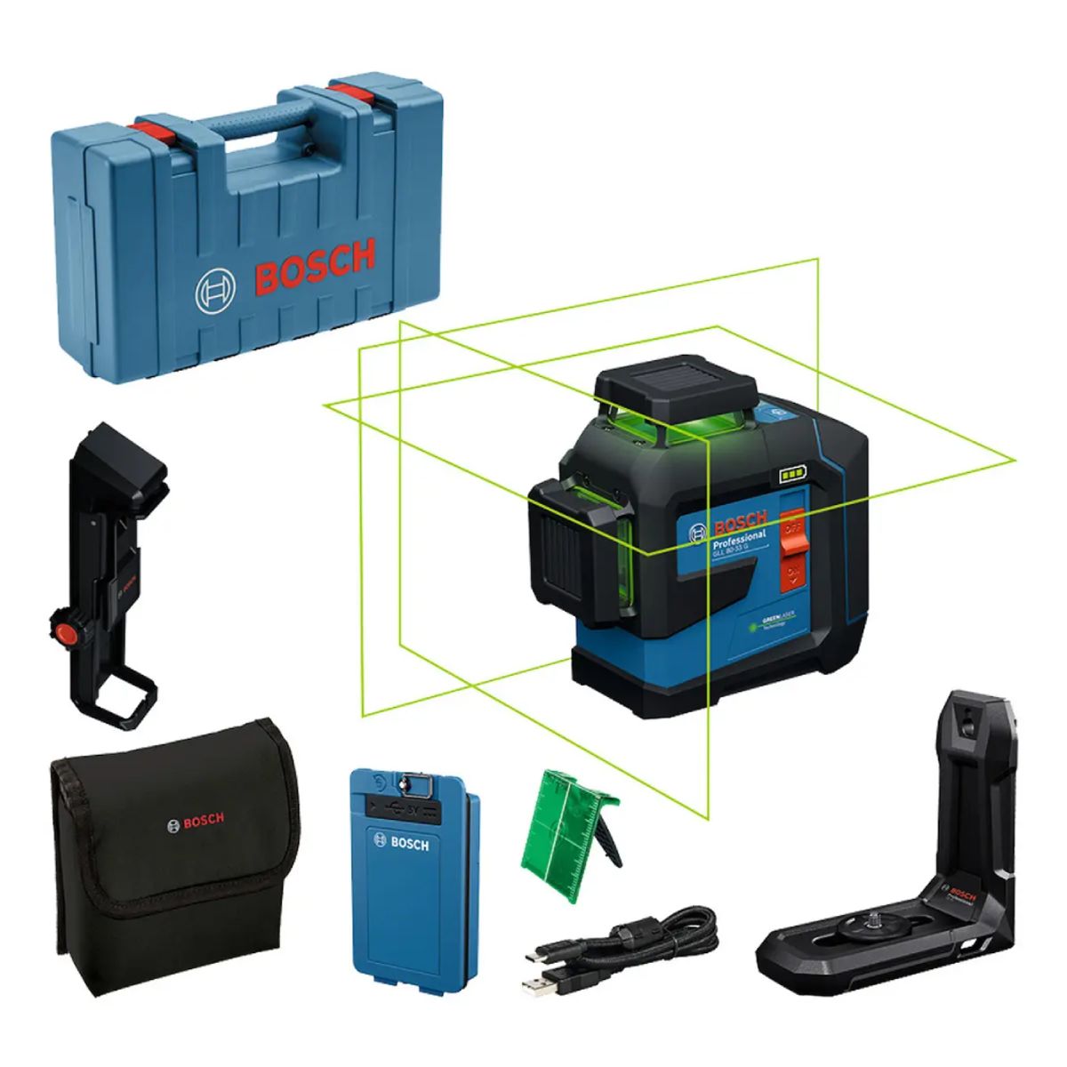 BOSCH - NIVEL LÁSER GLL 3-80CG + BATERÍA + CARGADOR
