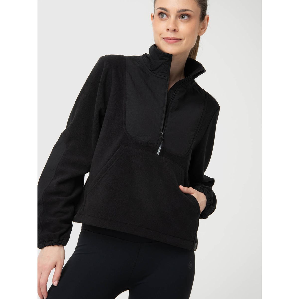 BSOUL - Polerón Mujer Mid Zip Negro BSOUL