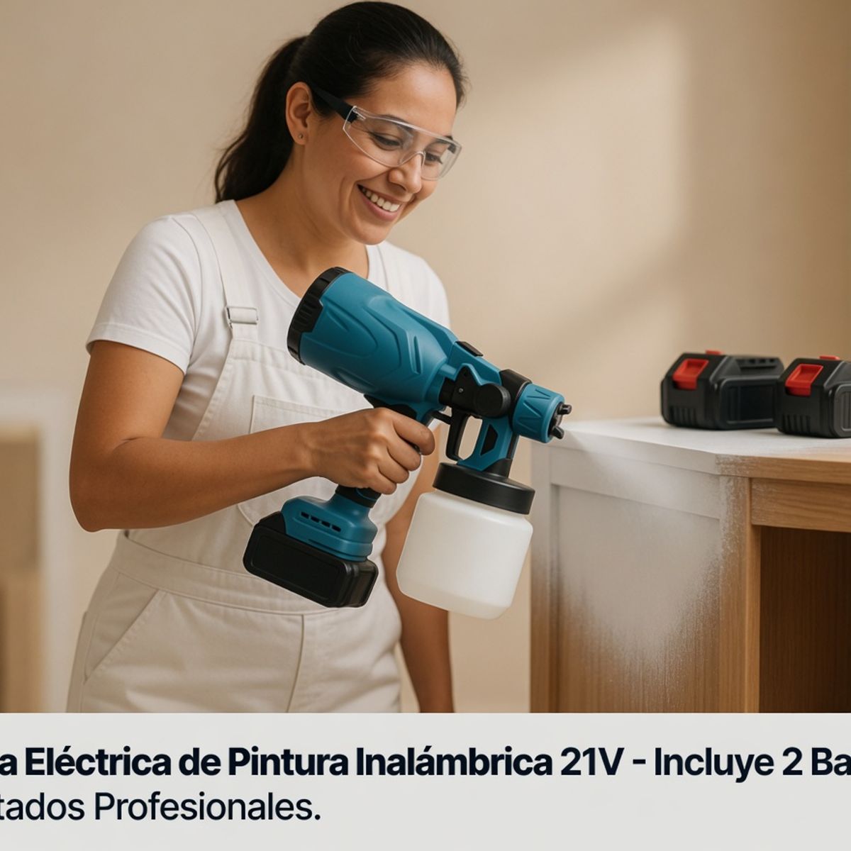 MOVI - Pistola de Pintar a Batería 21V Inalámbrica - Incluye 2 Baterías y Cargador