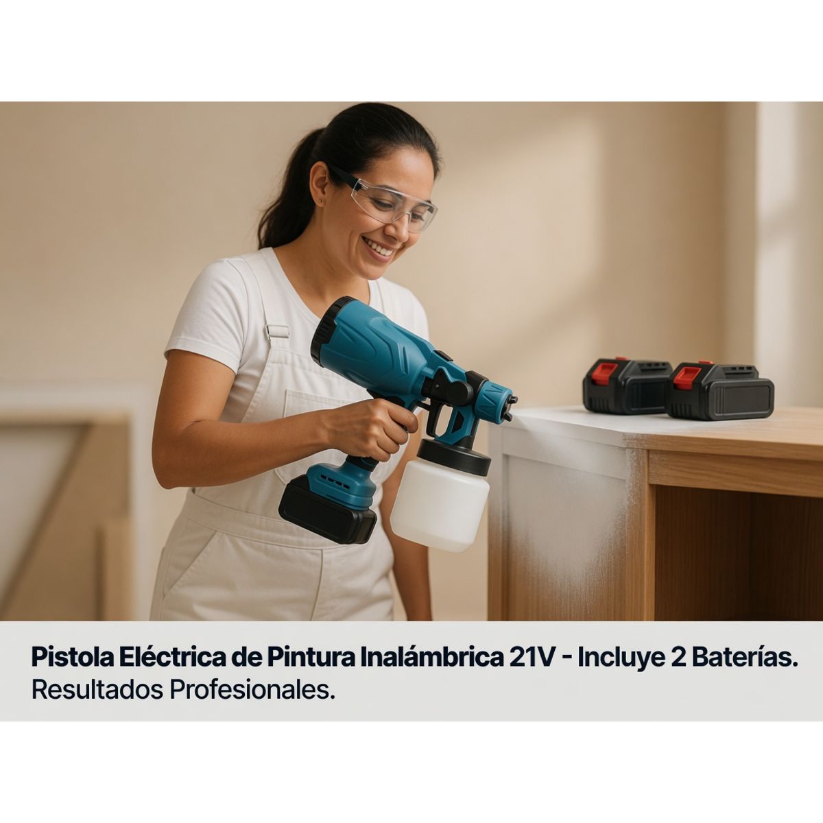 MOVI - Pistola de Pintar a Batería 21V Inalámbrica - Incluye 2 Baterías y Cargador