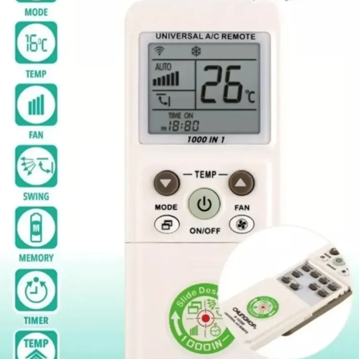 GENERICO - Control Remoto Aire Acondicionado Compatible Clark Midea Khone Y Otros