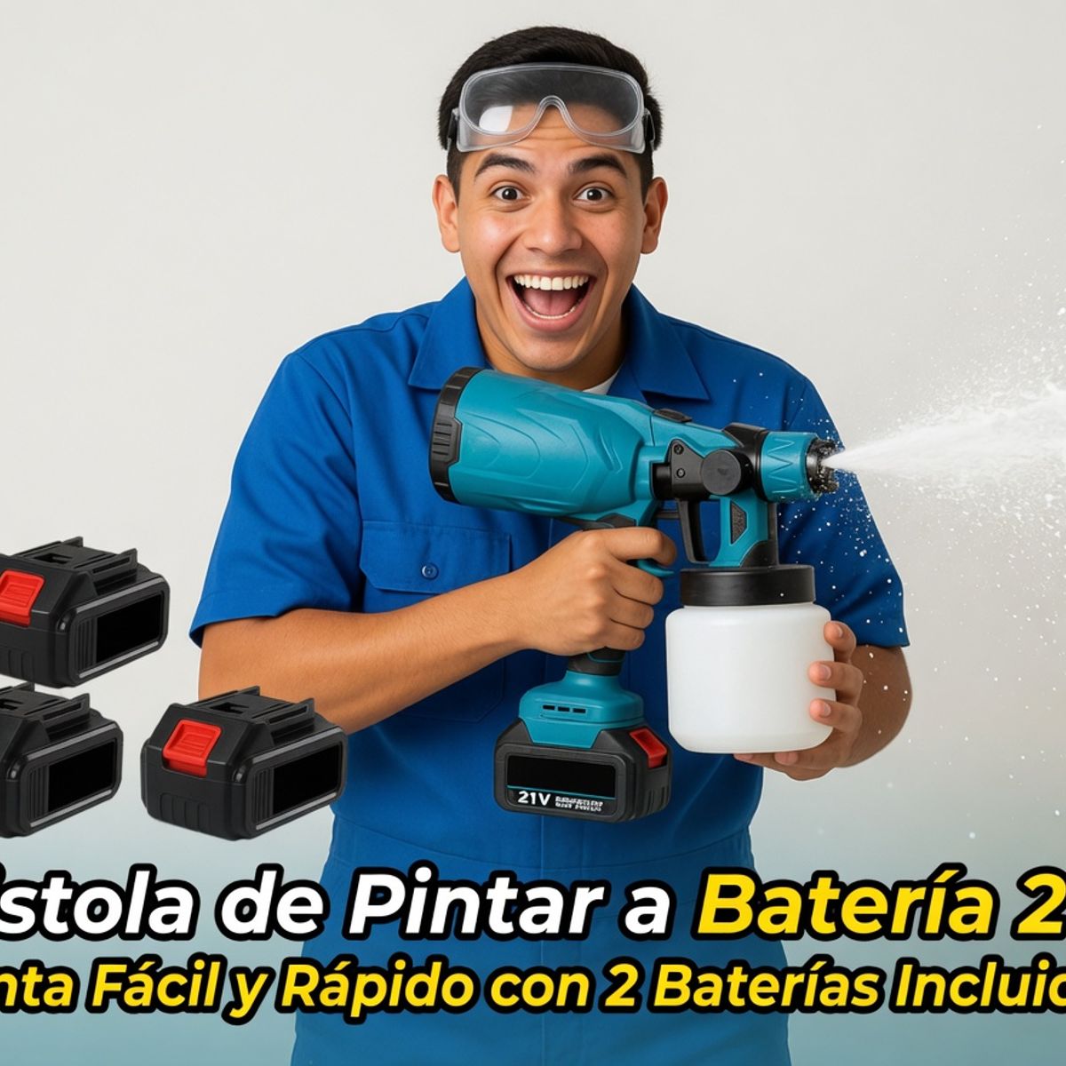 MOVI - Pistola de Pintar a Batería 21V Inalámbrica Baterías y Cargador Pulverizador Eléctrico Portátil