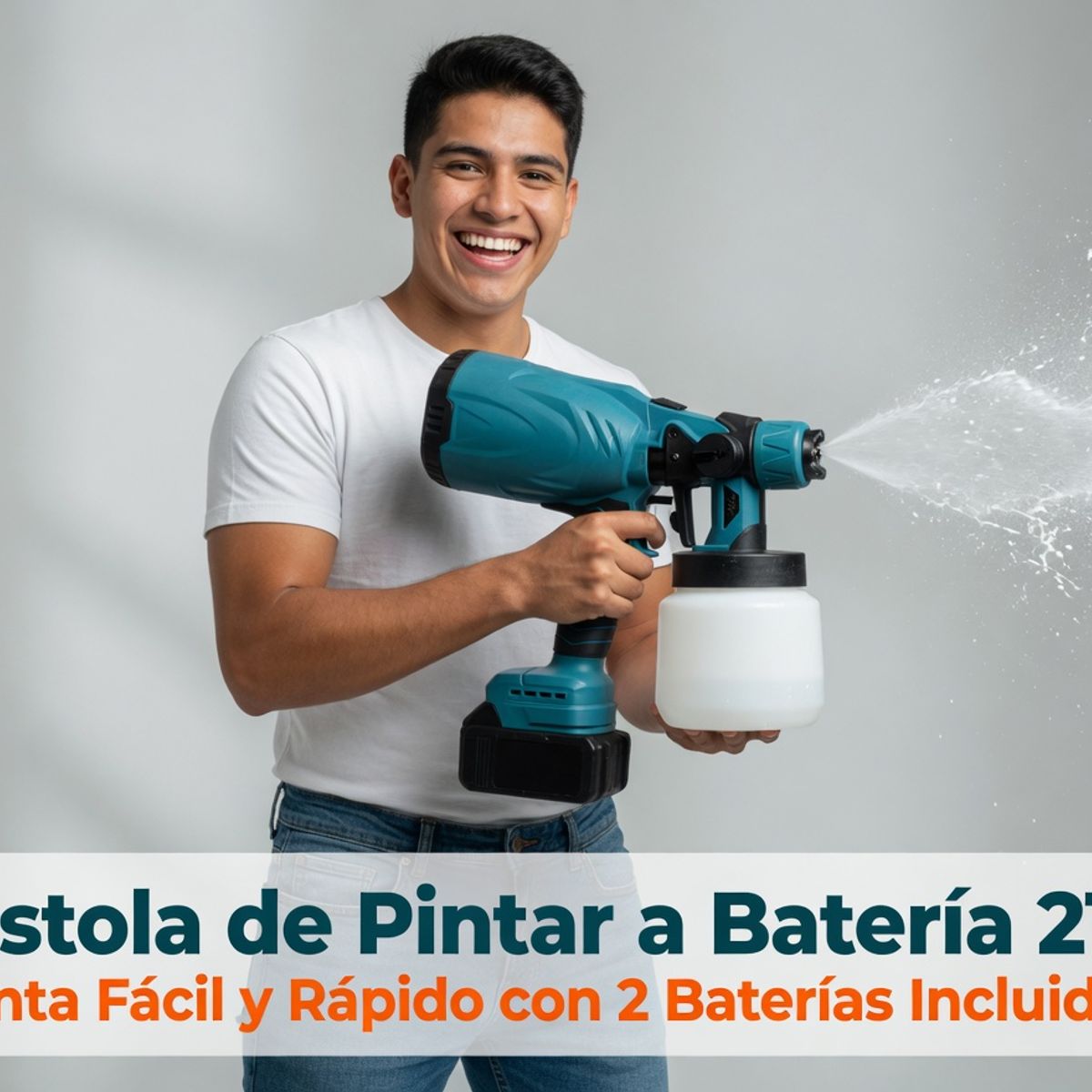 MOVI - Pistola de Pintar a Batería 21V Inalámbrica Baterías y Cargador Pulverizador Eléctrico Portátil