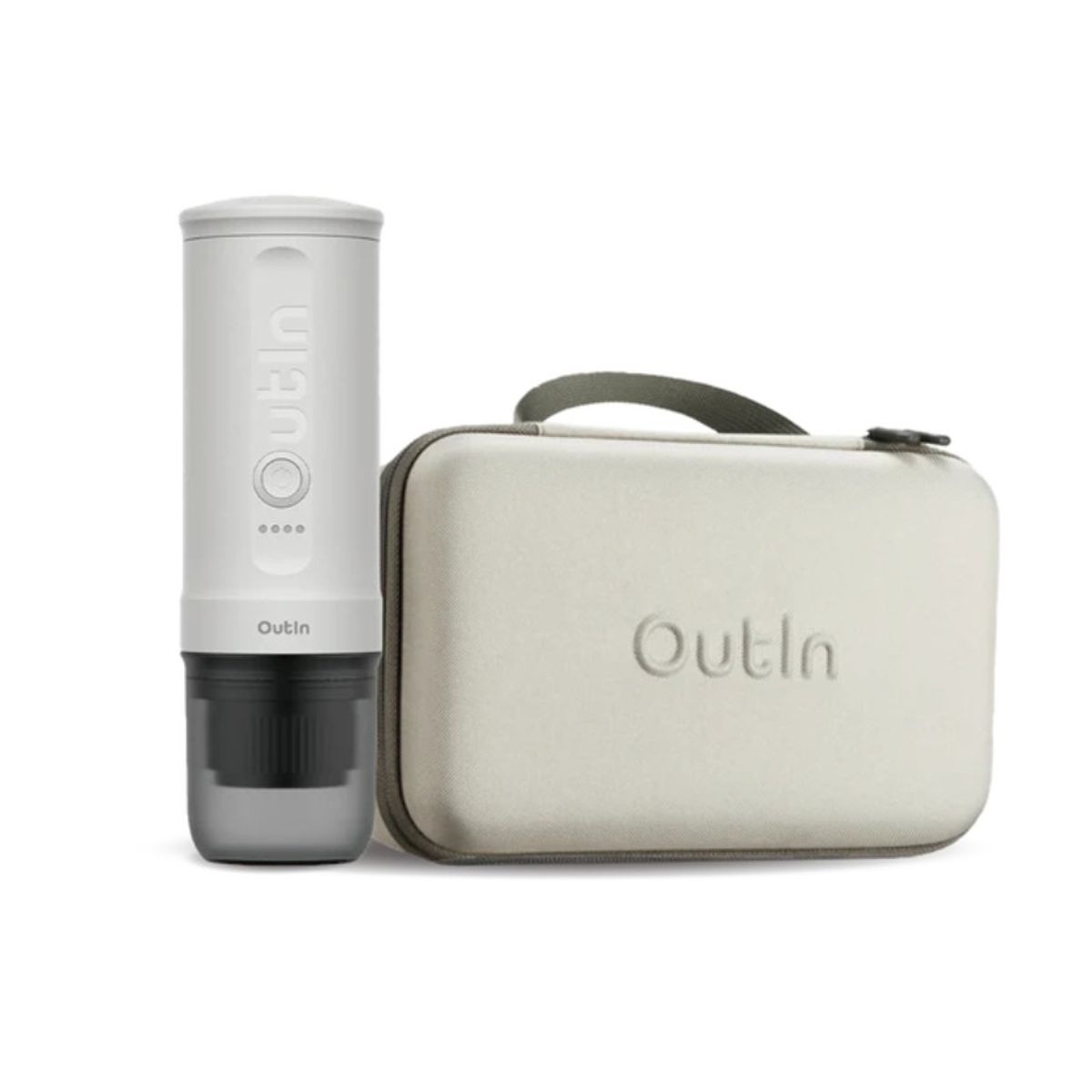 OUTIN - Set Máquina Café Espresso Outin Nano Blanco Perla + Funda