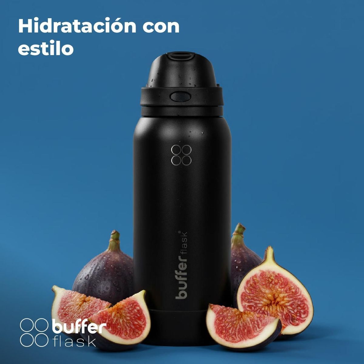 BUFFER FLASK - Termo Botella Termica Agua Buffer Acero Inoxidable 1 Lt - Negro