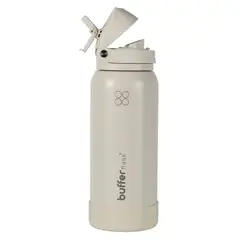BUFFER FLASK - Termo Botella Termica Agua Buffer Acero Inoxidable 1 Lt - Blanco