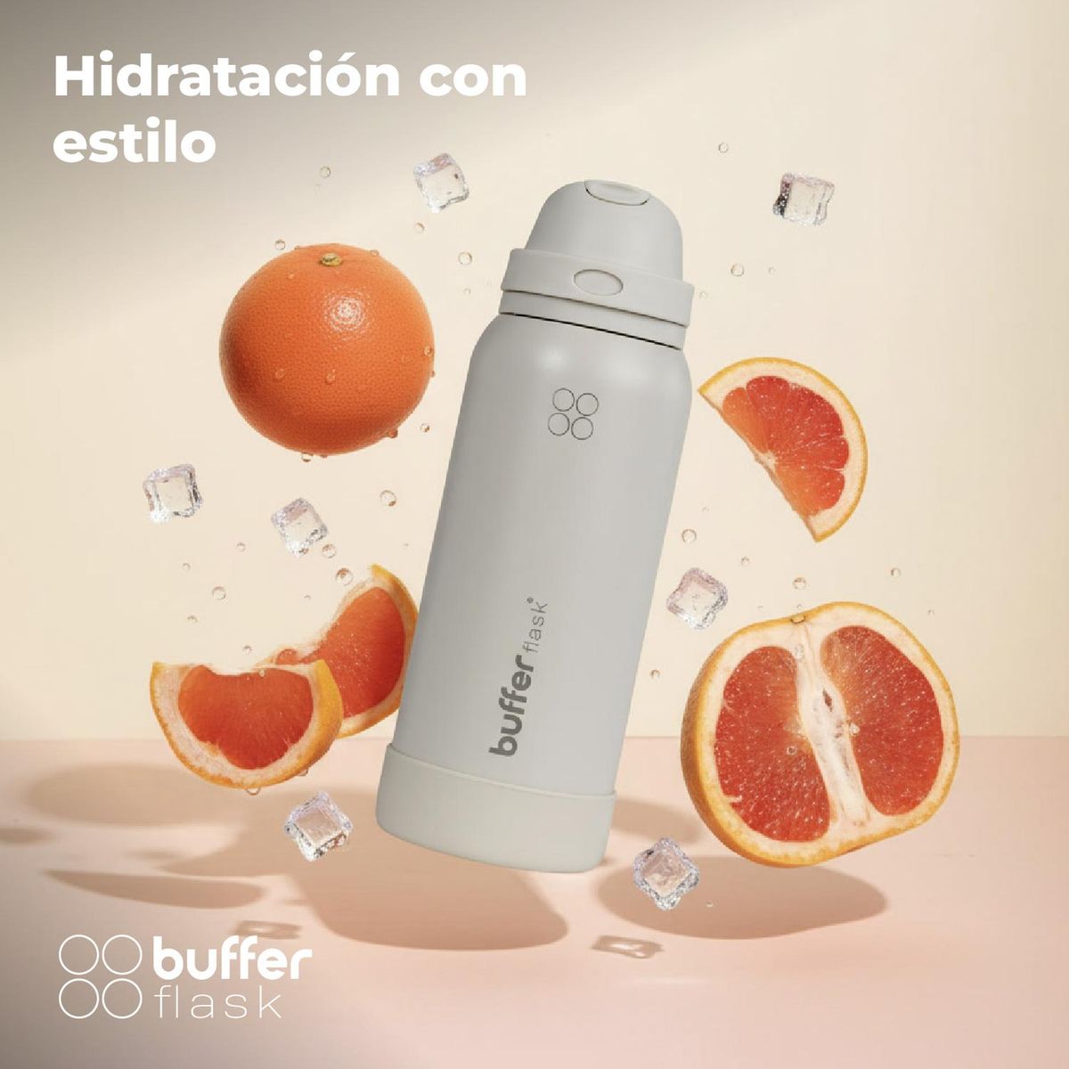 BUFFER FLASK - Termo Botella Termica Agua Buffer Acero Inoxidable 1 Lt - Blanco