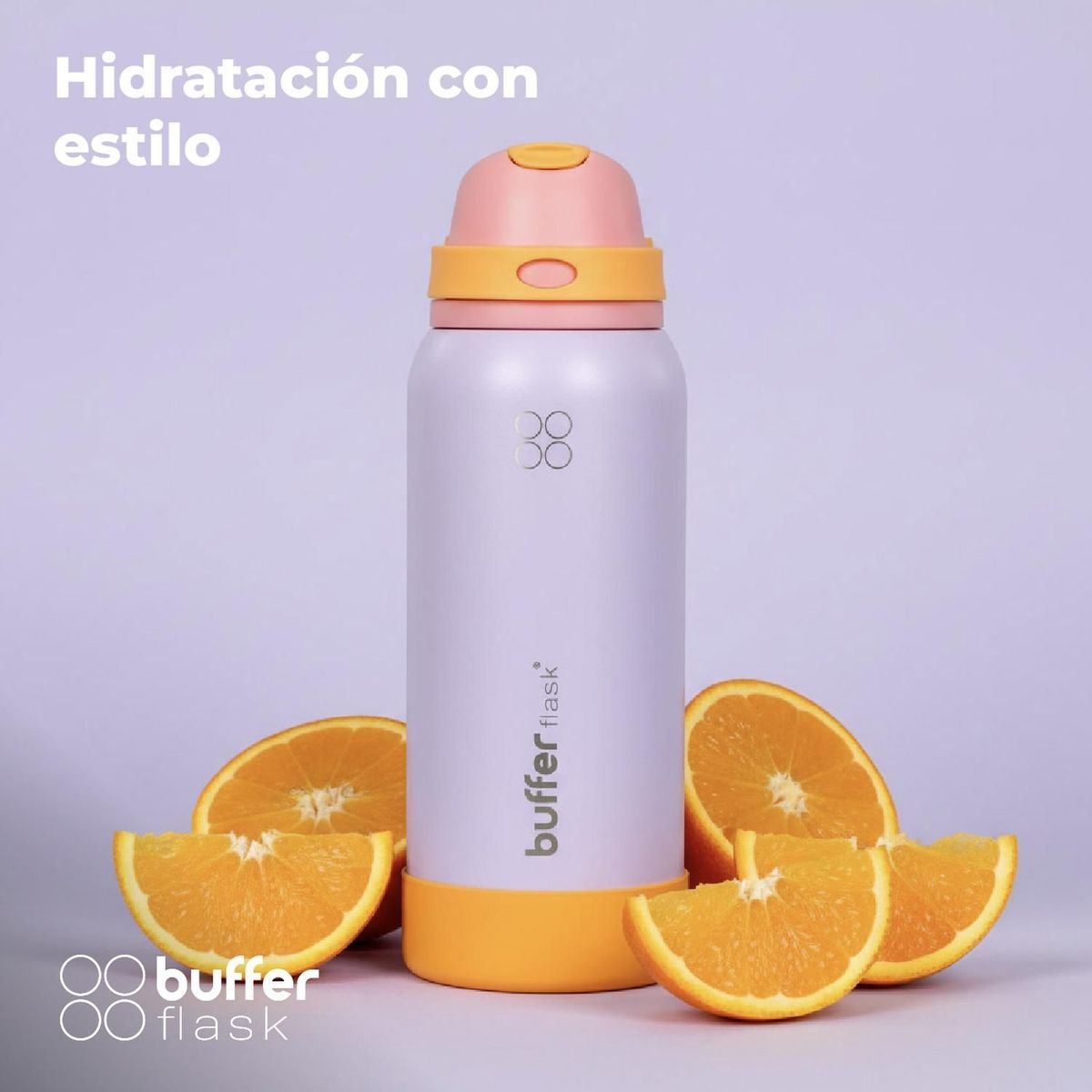 BUFFER FLASK - Termo Botella Termica Agua Buffer Acero Inoxidable 1 Lt - Lila