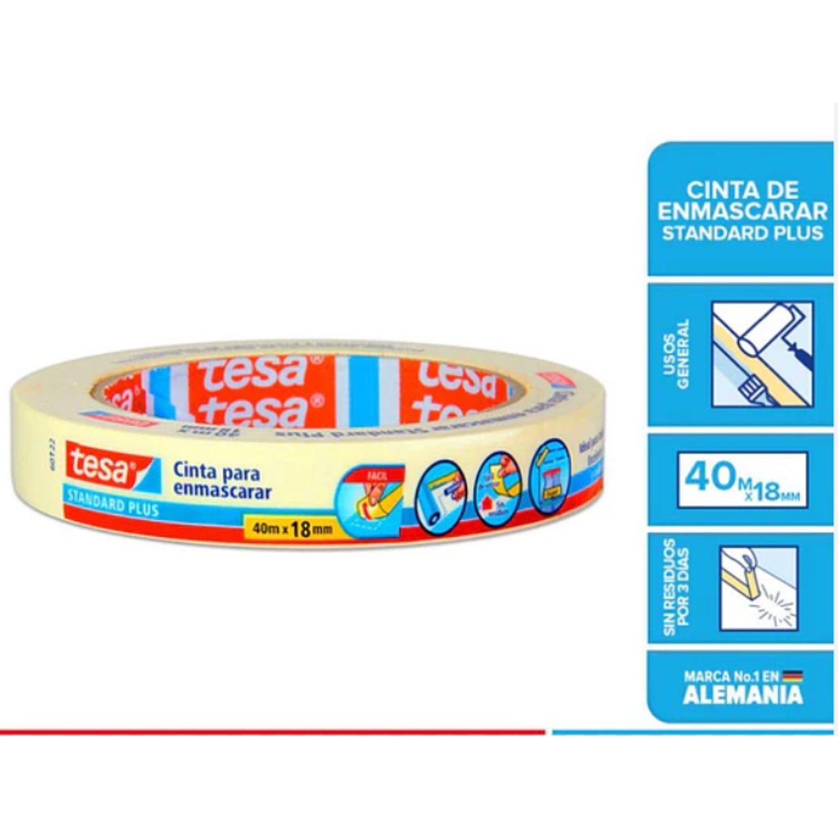 TESA - Cinta Enmascarar Tesa Multipropósito 18 mm 40 m