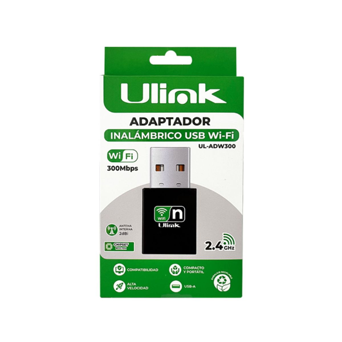 ULINK - Adaptador USB Wi-Fi 2.4GHz 300Mbps Ulink UL-ADW300