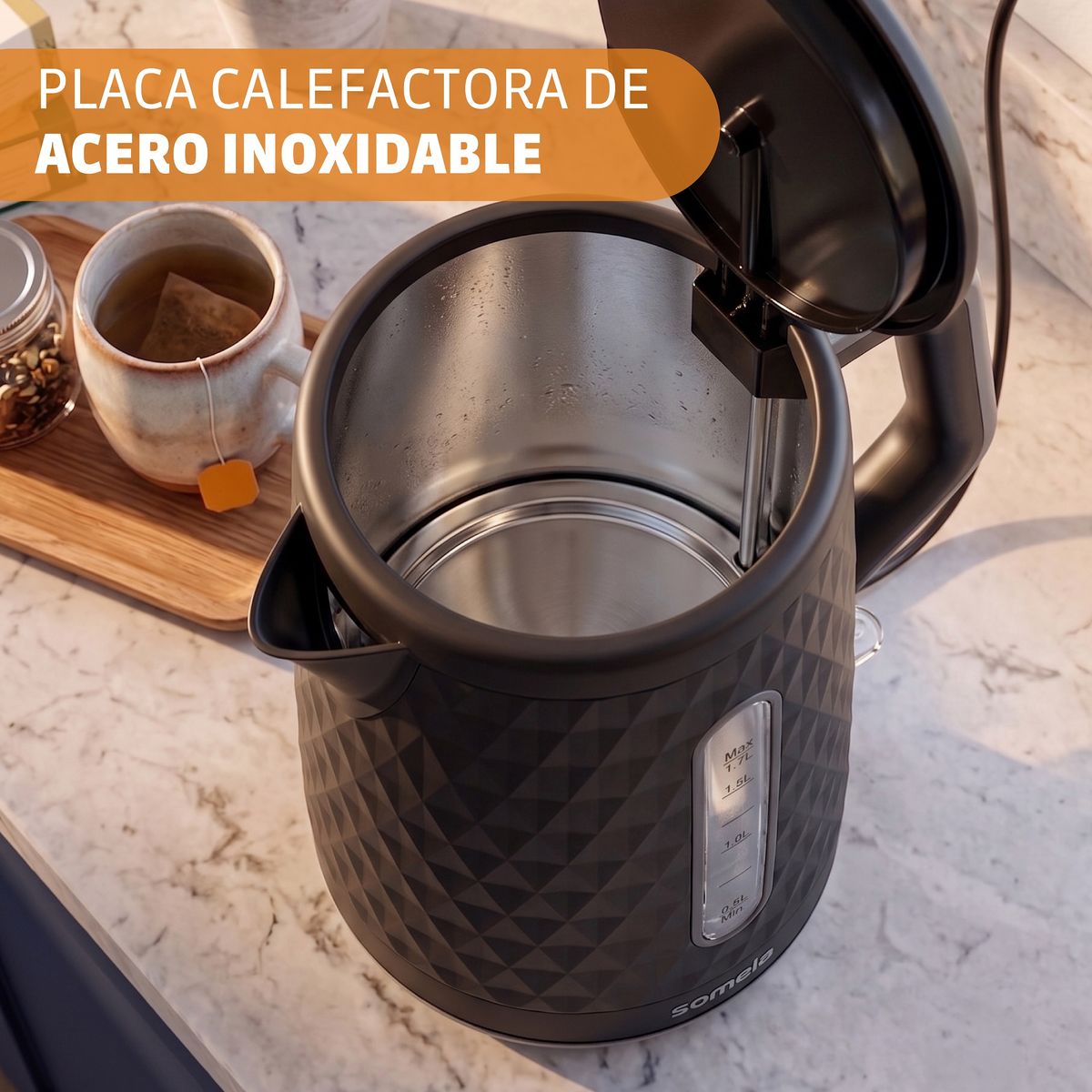 SOMELA - Hervidor Somela HE720 Negro 1,7 Lts