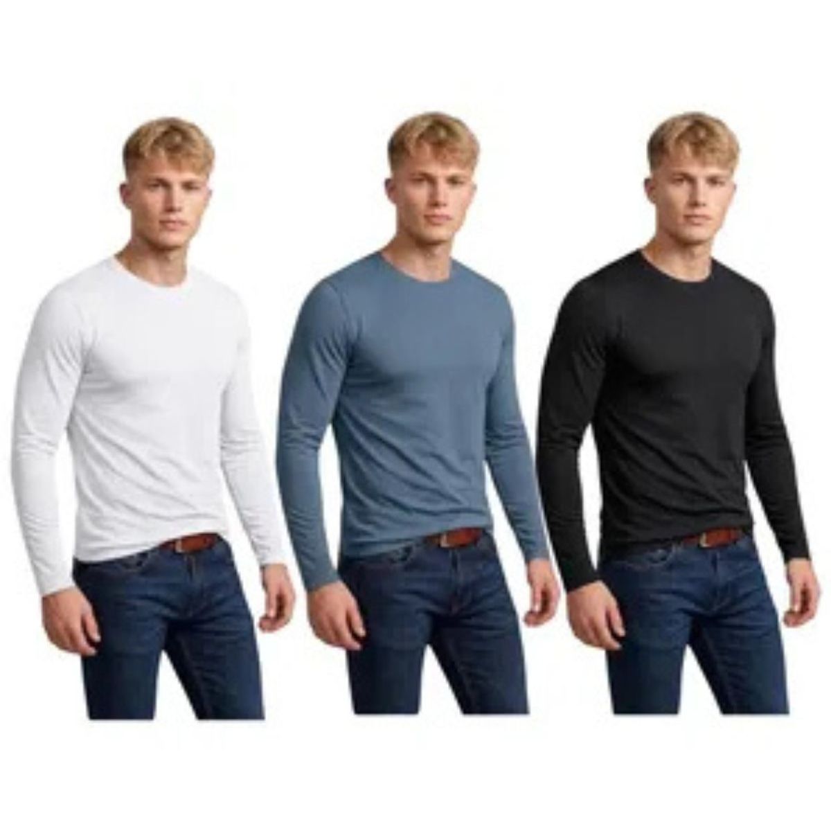 LOOK SHOP - Pack 3 Camiseta  Polar Manga Larga Hombre y Juvenil Forro Polar 006
