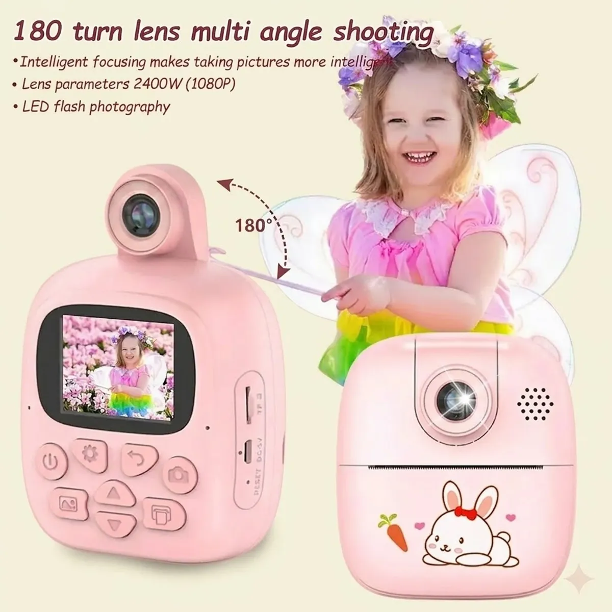 GENERICO - Cámara Digital Fotovideo D Impresión Instantánea para Niños color Rosa