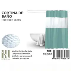 GENERICO - Cortina de Baño Impermeable 180x180Cm