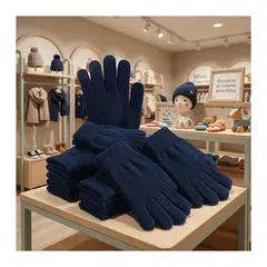 EKOL TACTICA MILITAR - Pack 12 Guantes De Lana Térmicos Para Niños - Invierno Suave Color Azul Marino