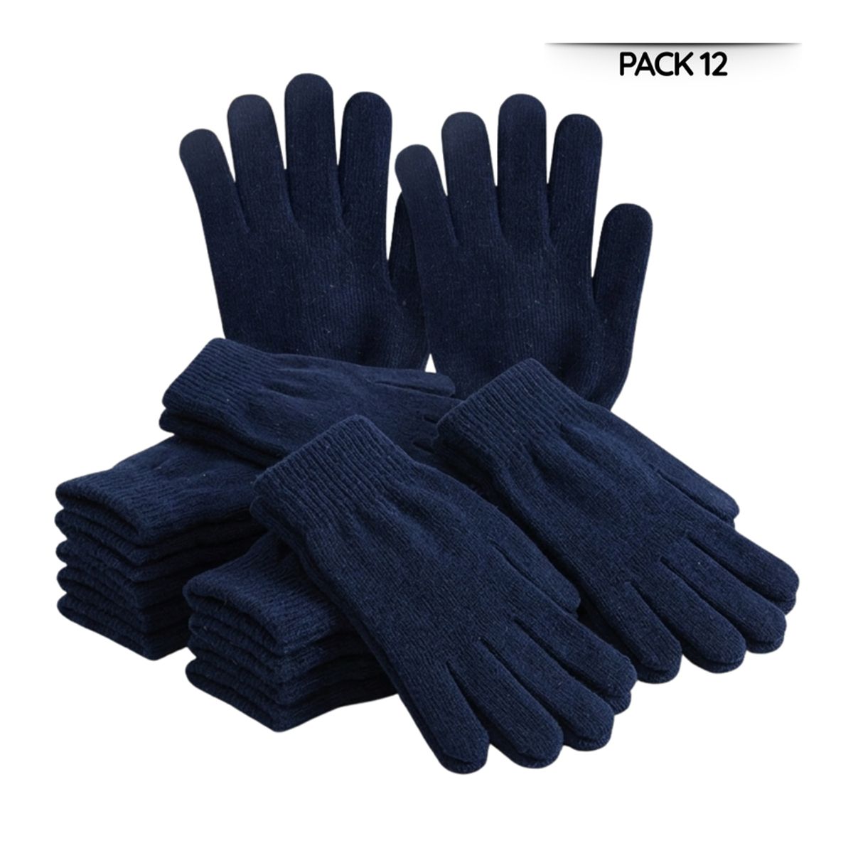 EKOL TACTICA MILITAR - Pack 12 Guantes De Lana Térmicos Para Niños - Invierno Suave Color Azul Marino