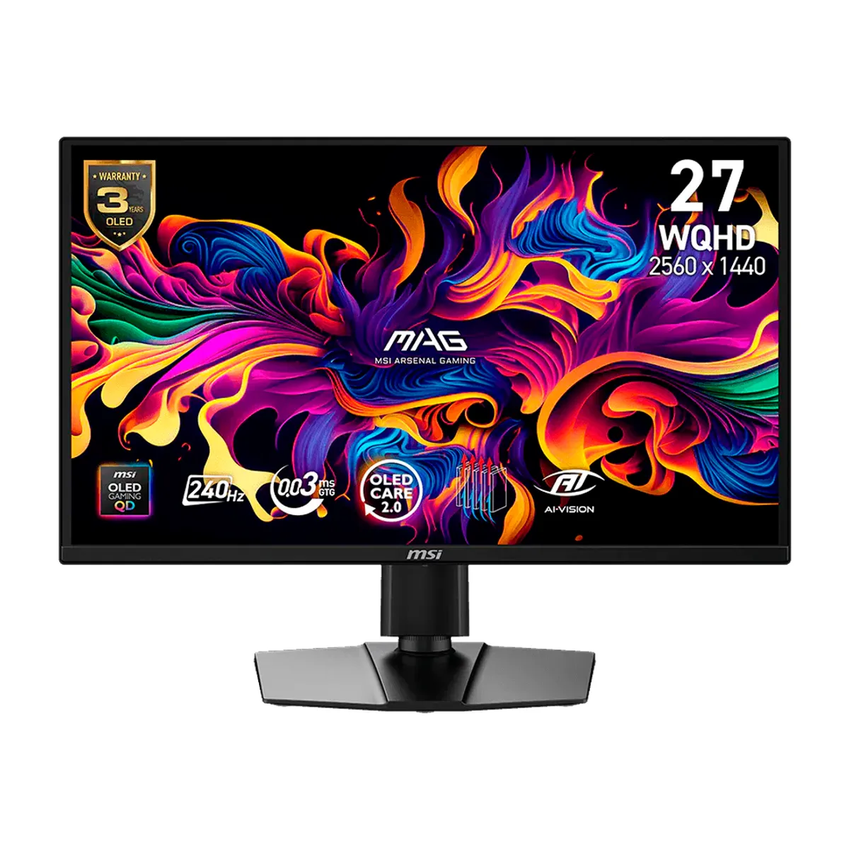 Monitor Gamer MSI MAG 27 2K WQHD 2560x1440, QD OLED, 240hz/0,03ms, 1xDP+2xHDMI, Type-C, 272QP, marca MSI - Foto 2