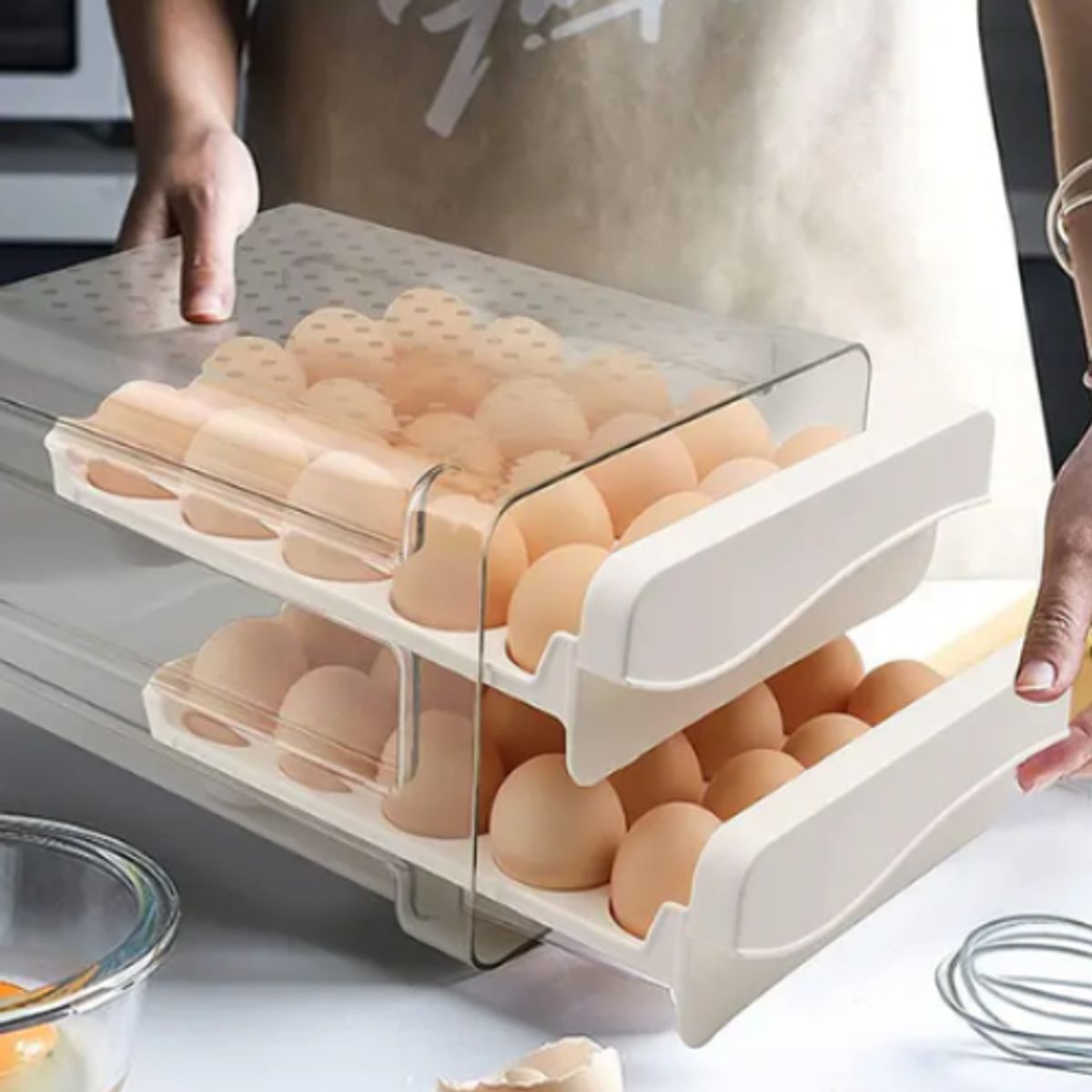 GENERICO - Organizador De Huevos Caja Para 40 Huevos 2 Niveles