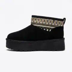 BOVINITA - Botín Mujer Pantubota Chiporro Negro Plataforma Invierno