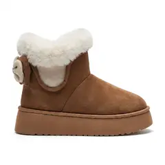 BOVINITA - Pantufla Mujer Pantubota Chiporro Camel Plataforma Liviana
