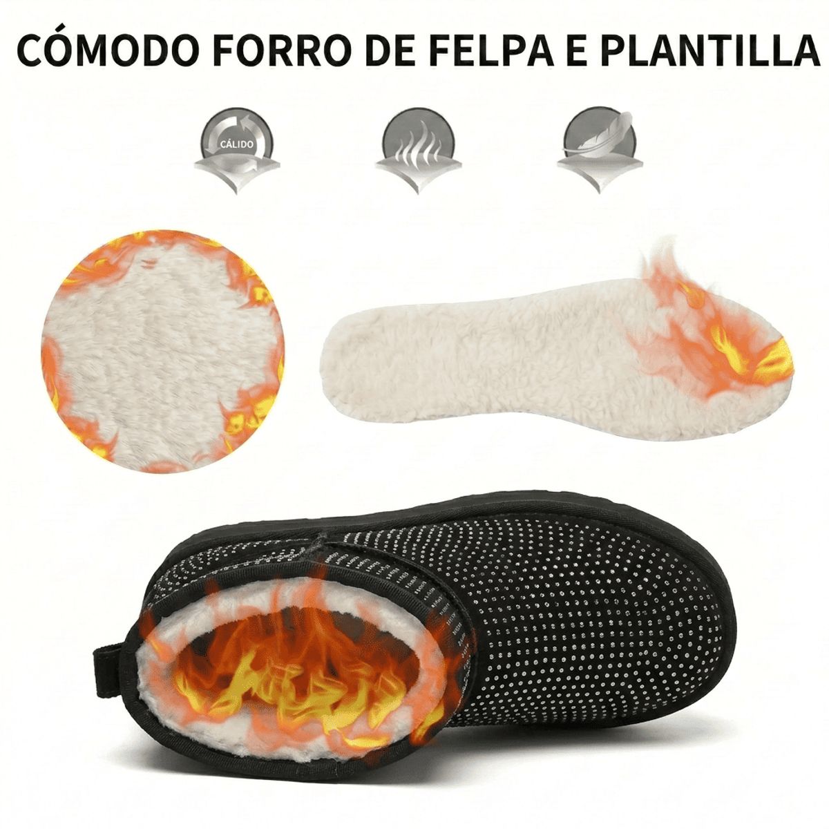 BOVINITA - Botin Mujer Chiporro Pantubota Negro Brillo Liviana Comoda